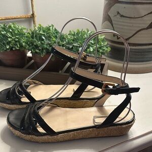 Black Prada Ankle wrap Espadrilles Sandals 37.5